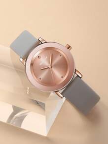 1pc Ladies' Casual Versatile Silicone Strap Quartz Wristwatch, Suitable For Everyday Wear - Grey - View 2