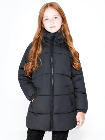 SOLOCOTE Giubbotto imbottito con cappuccio e dettagli in toppa, leggero, per ragazza pre-adolescente