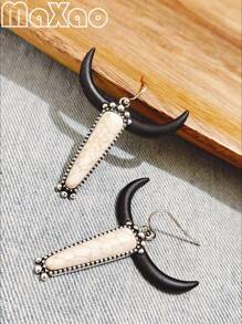 طقم مجوهرات مكون من قلادة وخاتم وأقراط بتصميم غربي عتيق مخصص للنساء، متعدد الألوان لتناسب أي إطلالة