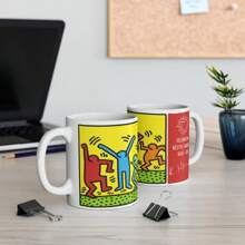 Celebrating Keith Haring, Pop Art Tribute 11 Oz Coffee Mug, Street Art, Art Collectors Gift, Pride Fan Haring Coffee Mug - 白色 - 查看 5