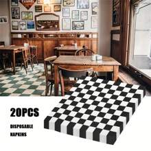 20pcs Black & White Checkered Disposable Napkins - 33.02x33.02 Cm, Perfect For Weddings, Parties, And Holiday Celebrations,Universal Holiday General Fit ,Checkered Flag Napkins Race Car Birthday Party Supplies Disposable Racing Party Napkins
