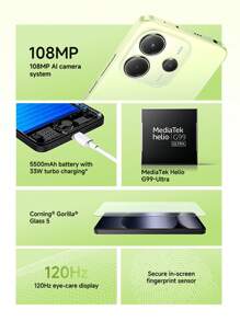 Xiaomi Redmi Note 14 Smartphone 8GB+256GB Global Version Helio G99-Ultra Processor 6.67" 120Hz AMOLED Display 108MP AI Camera 33W Turbo Charging 5500mAh Battery IP54 Water And Dust Resistant
