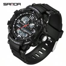 SANDA. SANDA Luxury G Series Shock-Resistant Men's Electronic Watch, Outdoor Sports LED Pointer/Digital Dual Display Chronograph, Military Dual Display, 50M Water Resistant - one-size - View 15