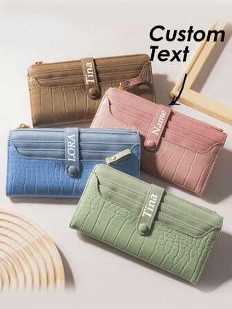 1pc Women's Purse Wallets For Women Personalized Custom Women's Wallets Crocodile Leather Wallets Custom Names Wallets To Prevent Loss Christmas Gifts For Her New Year's Gifts Women's Wallets Money Wallet Mini Wallet Purse Wallet