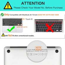 SDYIGOE 键盘保护套适用于 Macbook Air 13 英寸 2022 2021 2020 版 A2337 M1 A2179 带触控 ID 防水保护硅胶皮 - For Model:A2337 M1 A2179 Air13inch - 查看 3