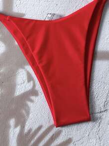 Women's Adjustable Red Bikini Set With Silver Trim - Red - View 4