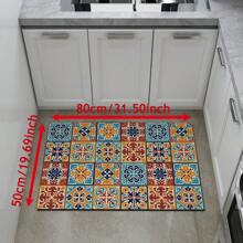 1pc Vintage Geometric Pattern Non-Slip Silica Gel Kitchen Carpet, 3D Printed Rectangular, Suitable For Living Room, Bedroom, Hallway, Bathroom, Laundry Room - Polyester Rug, For Indoor And Outdoor Home Decor - FUCFD128 - View 9