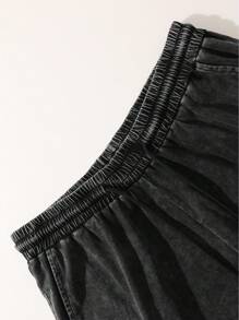 Lonblece 男士复古休闲运动套装，美式风格，水洗做旧外观，高端宽松百搭，短袖T恤和短裤套装