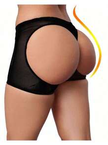 Women Hip Shape Wear Tummy Control Butt Lifter Panties, Hollow Body-Shaper High Waist Shapewear, Slimmer Boyshort Underwear - 黑色 - 查看 1