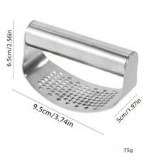 Manual Ring-Shaped Stainless Steel Garlic Press For Household Garlic Mincing And Garlic Mashing, Stainless Steel Garlic Pressure Rocker, Ergonomic Garlic Crusher With Handle, Rust-Proof Kitchen Garlic And Ginger Tools, Herbal Tools - Silver - View 8