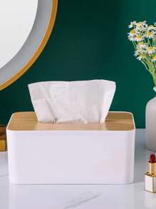 1 件木质盖桌面纸巾盒架 - 彩色 - 查看 5