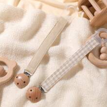 2 件/包带松紧带的奶嘴夹 | 婴儿奶嘴链夹 | 通用奶嘴夹，带山毛榉木扣，适用于婴儿出牙玩具牙胶 | 男孩女孩的理想婴儿礼物 - 彩色 - 查看 7