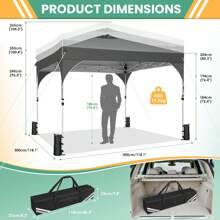 CAROMA Pavilion 3x3 Waterproof Stable Winterproof Folding Pavilion Party Tent Garden Pavilion, 3 Side Panels, Pop Up Pavilion Foldable For Camping, Festivals, Gardens, Beaches, Shop With 4 Sandbags, White - Xám - Xem 2