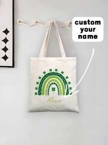 1pc Customizable Tote Bag For Women,Customizable Name Summer Beach Bag,Crossbody Bags For Women, Travel Accessories,St Patricks Day Canvas Tote,Mother's Day Gift,Graduation Gift, Custom Shoulder Bag,Gifts For Her,Suitable For Beach, Road Trip, Back To School, Daily Use -Gift For Travel Enthusiasts Students,Personalized Tote Bag Bridesmaid Gifts Bridal Party,Easter,Gift Bag, Birthday Gifts,Teachers ' Day,Girlfriend And Wife - Multicolor - View 12
