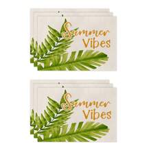 1pc/4pcs/6pcs Summer Decorative Placemats, Banana Leaf, Flamingo, Pineapple, Letter Linen Placemats, Stain-Resistant, Suitable For Home, Dining Room And Restaurant, Table Decor, Home Goods
