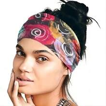 1 件时尚波西米亚风头带：宽结发巾、花卉印花发带等 - 适合女士头巾头带吸汗带、学校用品、大学的完美发饰