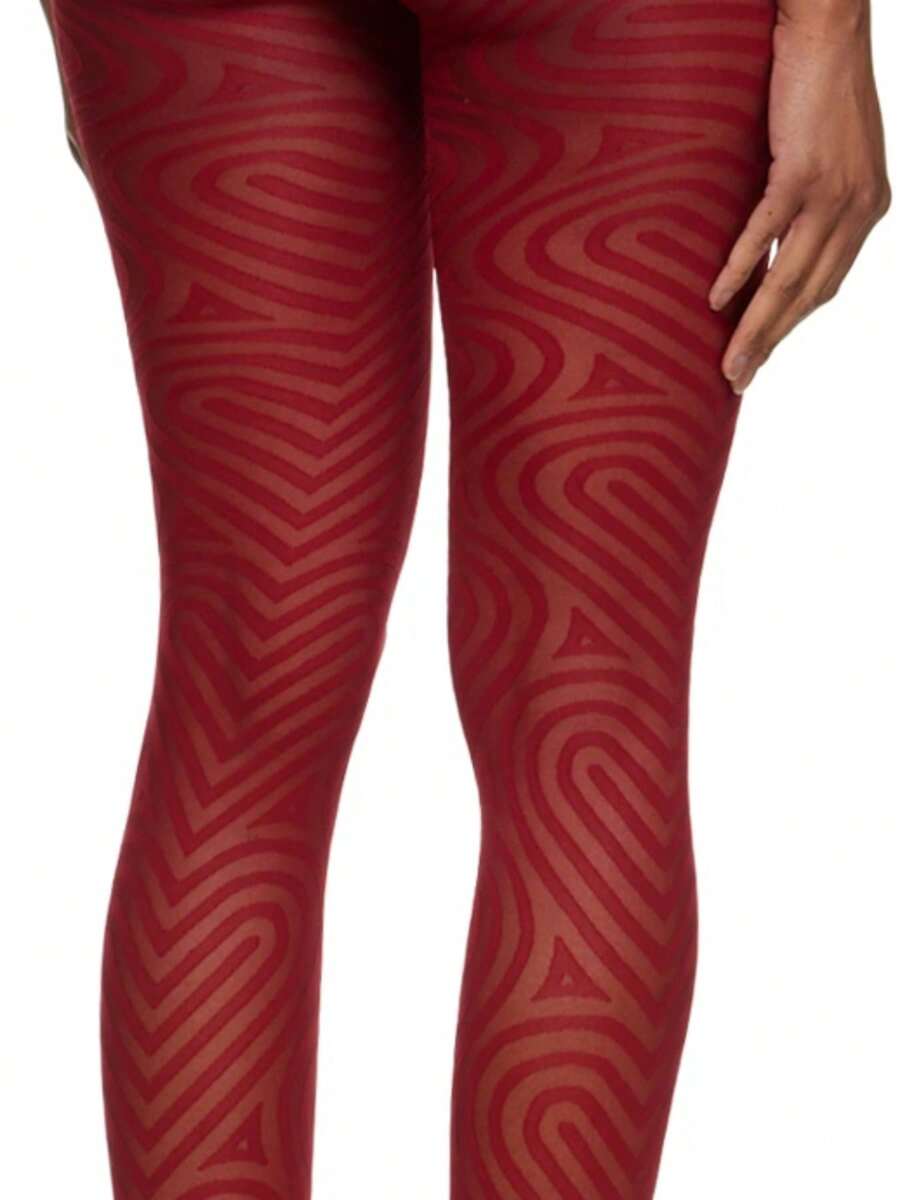 Women Stockings, Thin Elastic Dots Swirl Print Pantyhose Slim Fit Socks Tights For Club Party - 紅色 - 查看 1