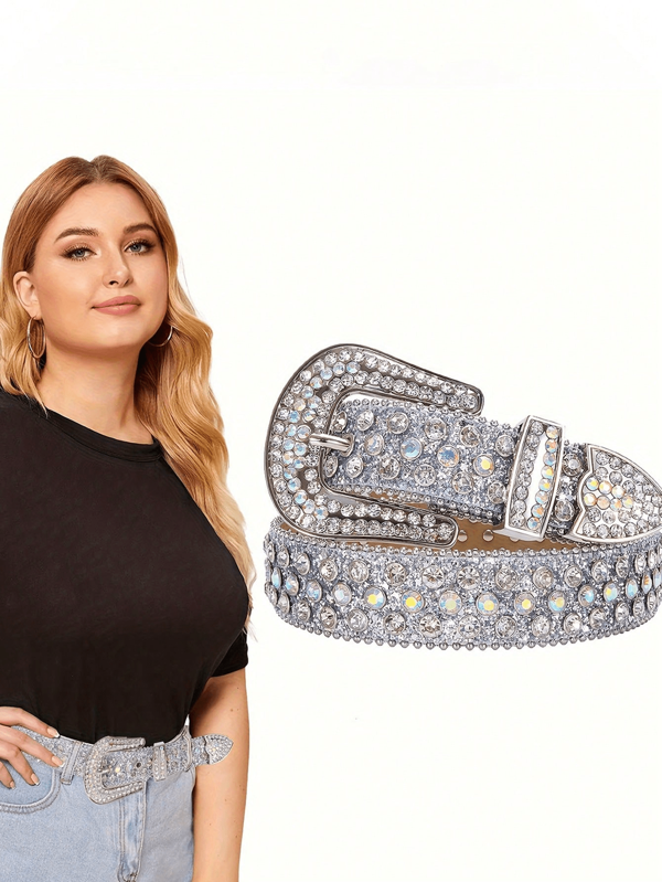 1pc Sparkling Rhinestone Belt For Plus Size Women&Men - Perfect For Western Cowgirl And Cowboy Outfits, Dresses, And Jeans Summer, School