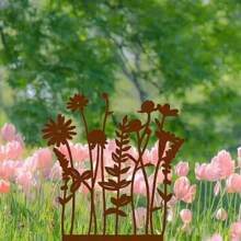 1pc 30cm Rusty Iron Silhouette Flower & Plant Decoration Stake, Suitable For Yard, Garden, Planter, Home Decor, Halloween, Christmas - Multicolor - View 10