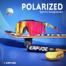 KAPVOE Polarized Fishing Glasses Kids Cycling Glasses Boys Girls Sports Glasses Children MTB Mountain Road Bike Outdoor Sports Tr90 Frame Glasses Camping, Running And Surfing Glasses - 07 - 查看 3