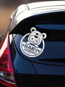 1pc Cute Cartoon Baby Car Reflective Sticker, "Baby On Board" Style, Self-Adhesive For All Cars Travel