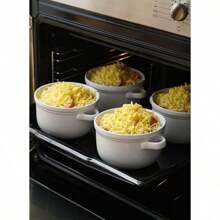 Soup Bowls With Handles 28 Oz, French Onion Soup Bowl For Chili, Beef Stew, Cereal, Ceramic Soup Crocks Oven Safe, Microwave Dishwasher Safe - 5.5 Inch, Set Of 4, White