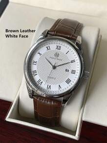 Pablo Raez 1件装男士休闲腕表，时尚商务腕表，不锈钢银色表壳，永不褪色，奢华原装，魅力十足。黑色柔软舒适的超细纤维皮革表带，手感极佳，罗马数字刻度，带日期显示，50米防水，顶级全新AAA级男士石英腕表。 - 銀色 - 查看 15