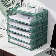 Hot Sa-Le Desktop File Rack Storage Rack Data Rack Layered File Column File Frame Office Iron File Rack - Black Horizontal 2 Layers - View 1