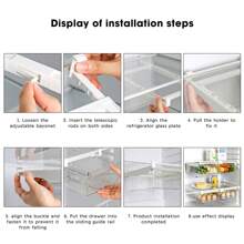 Transparent Refrigerator Drawer Organizer | Pull-Out Shelf For Eggs/Fruit/Vegetables/Seafood/Meat (Fits All Fridges) - Transparent - View 8