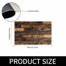 1 pieza Alfombra de silicona con patrón de grano de madera retro antideslizante para cocina de barro, impresión 3D rectangular, apta para sala de estar, dormitorio, pasillo, baño, lavandería - Alfombra de poliéster para decoración del hogar interior y exterior - FUCFD130 - Ver 12