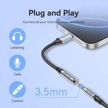 Bộ chuyển đổi âm thanh VENTION Aux 3.5mm Bộ chuyển đổi USB-C sang 3.5mm có DAC, Jack cắm dây tai nghe Bộ chuyển đổi âm thanh Aux hỗ trợ điều khiển có dây, Tai nghe OMTP và CTIA, Tương thích với IPhone 16/15//Máy tính bảng/Tai nghe/Loa - Xám - Xem 10