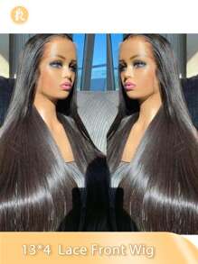 Peluca frontal con encaje transparente sin pegamento de 13 x 4 pulgadas con cabello de bebé alrededor, línea del cabello previamente ondulada, cabello liso tipo bob, color negro natural, adecuada para varias razas, uso diario y de fiesta de 8 a 36 pulgadas