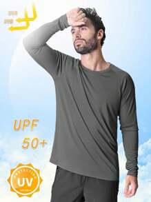 EKLENTSON Men's Summer UPF50+ UV Protection T-Shiets Outdoor Sports Long Sleeve Tees Lightweight Quick Dry Breathable Shirts Gym Workout  Rash Guard Tops - Dark Grey - View 3