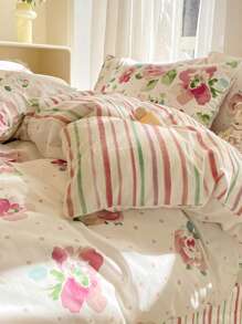 2/3件套花卉印花小碎花树叶纯棉抗起球女生学生清新简约超柔可爱四季磨毛被套家居床上用品套件不含被芯 - 彩色 - 查看 10