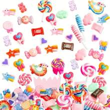 100 Pieces Resin Slime Charms Mixed Candy Sweets, Assorted Fake Candy Nail Charms For DIY Scrapbooking Crafts - 100PC - 查看 3