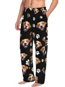 Spring Men Custom Print Casual Lounge Pants Pajama Bottoms - Multicolor - View 3