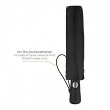 Totes Auto Open/Close Windproof Compact Large Golf Umbrella With UV And Water Repellant Protection - Black - View 7