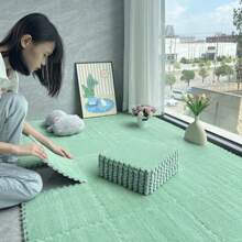 12pcs Plush Patchwork Floor Mat, 12*12*0.39 Inch Small Size Carpet, Balcony Carpet, Small Rug, Patchwork Carpet, Bedroom Decor, Home Decor Carpet, Bedroom Carpet, Decorative Carpet, Bedroom Rug, Room Rug, Living Room Combination Carpet Mat, Game Room Mat, EVA Bottom & Soft Fleece Top, Quadrate, Cuttable, Washable, Suitable For Daily Home Scenes