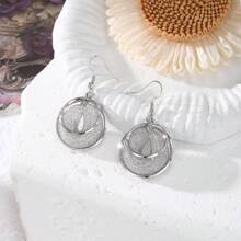 2pcs Women's Wide And Thick Gold Ear Ring Set, Daily Wear