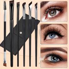 6pcs Precision Eyemakeup Brush Set - Including Angle Eyeliner, Eyebrow And Detail Brushes For Perfect Makeup, Nylon Bristles, Fragrance-Free,Eyebrow Brush,Eyeshadow Brush,Spoolie,Spoolie Brush