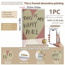 1pc, Canvas Hanging, Framed Decorative Painting, Wall Arts, Posters, Modern, Quotes, This Is My Happy Place , Happy Place Poster, Uplifting Art Happy Art Poster , Cute Wall Decor , Housewarming Gifts Bedroom