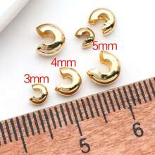 30pcs 18K Gold Plated Crimp Bead Covers Metal Half Round Open Copper Brass Crimp Beads Knot Covers Caps For Jewelry Making Findings 3/4/5mm - Buckle - View 11