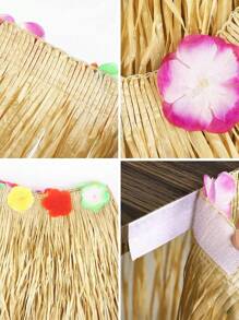 1 pieza Falda de mesa tropical hawaiana de color amarillo paja, decoración reutilizable y de fácil colocación para fiestas luau, bodas en la playa y eventos al aire libre