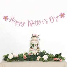 1pc Happy Mother's Day Banner Set Decoration For Mother's Day Party Decorations Backdrop Garland For Mom Mother's Day Glitter Garland Photo Props (Butterfly Gold)