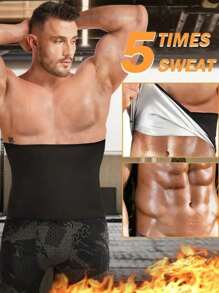 1 Stück Herren Sport Taillen Trimm Gürtel, Taillentrainer, Schwitzgürtel, Gummi Bauchkontrolle, Schlankheits-Weste, Kompressionsshorts, Silber feuchtigkeitsabsorbierend