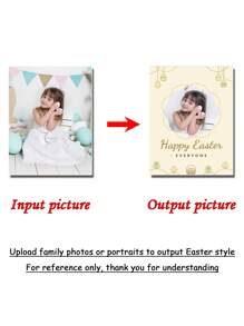 1Pc, Unframed, Custom High Quality Print Paintings, Easter Style,Upload Photos Of Your Children Or Family To Customize The Easter Style, Wall Art Posters, Home Decoration, Suitable For Living Room, Sofa, Bed, Hallway, Bedroom, Bathroom, Office, Perfect Art Gift, PVC Rigid Pipe Safety Packaging Gifts Birthday Graduation