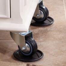 4" Wide Round Furniture Caster Cup Plastic For Hardwood Brown, 4 Pack