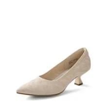 Women's Pointed Toe Kitten Heels Work Pumps Comfortable Knitted Closed Toe Dressy Wedding Shoes - 杏色 - 查看 3