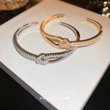 1pc Zirconia Letter Bracelet, Minimalist Delicate Design Women Bracelet, Perfect Gift For Valentine's Day, Mother's Day