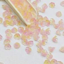 100 件渐变玻璃花珠、透明铃铛花隔珠、混合水晶花玻璃珠适用于 DIY 串珠项目、手链、项链、耳环 - 玻璃花朵珠 - 查看 10